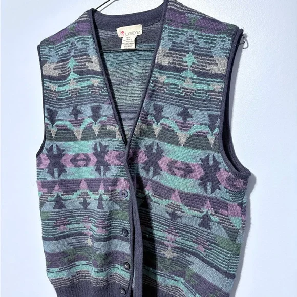 Lumiere Aztec pattern Multicolor Patterned Sweater Vest - Picture 5 of 6